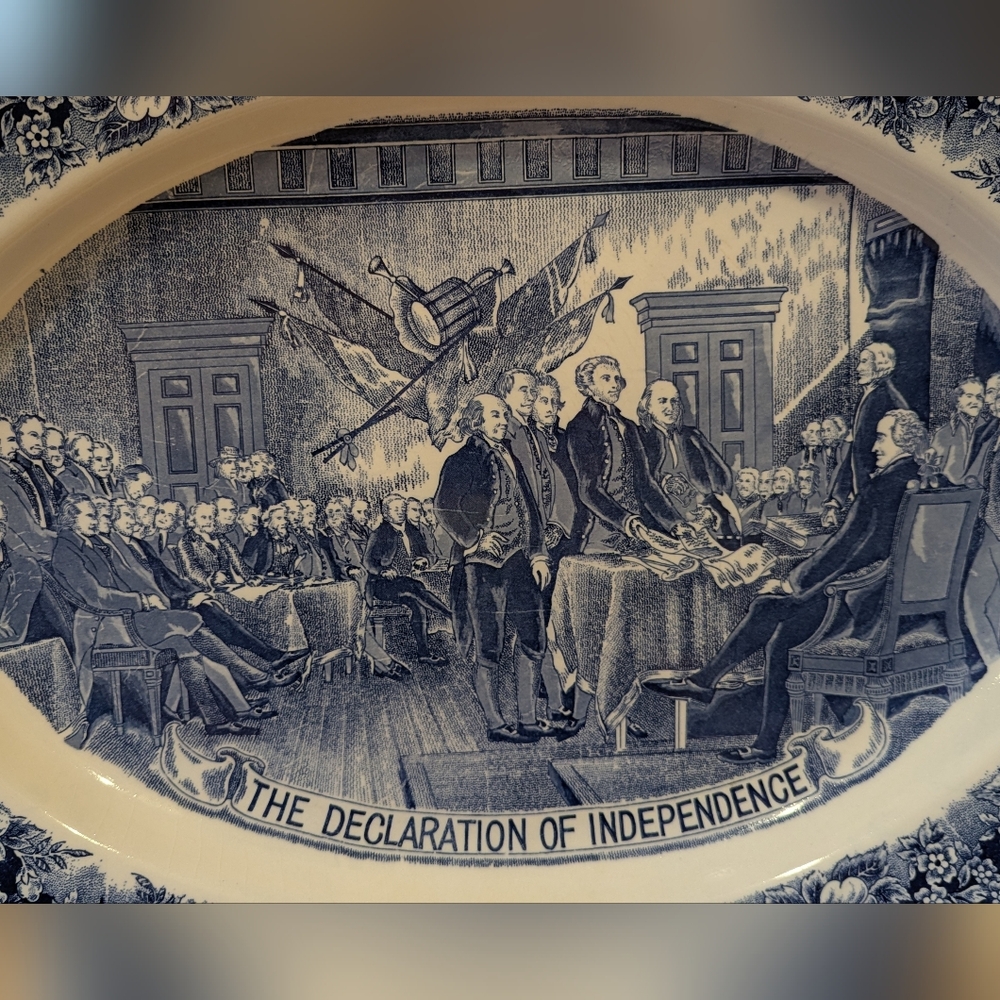 Vintage Liberty Blue Declaration of Independence Platter